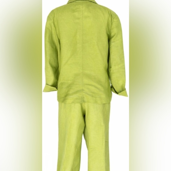 Bandolino Linen Blend Lime Green 2 Piece Pant Suit Set Size 12 - Picture 5 of 5